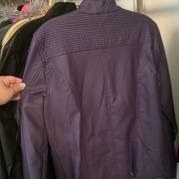 Christopher & Banks faux leather zip purple jacket size M - Picture 2 of 3